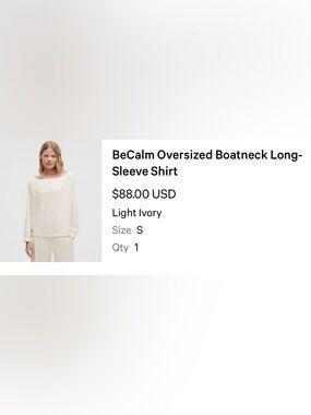 Lululemon Like New BeCalm Oversized Boatneck Long-Sleeve - Light Ivory